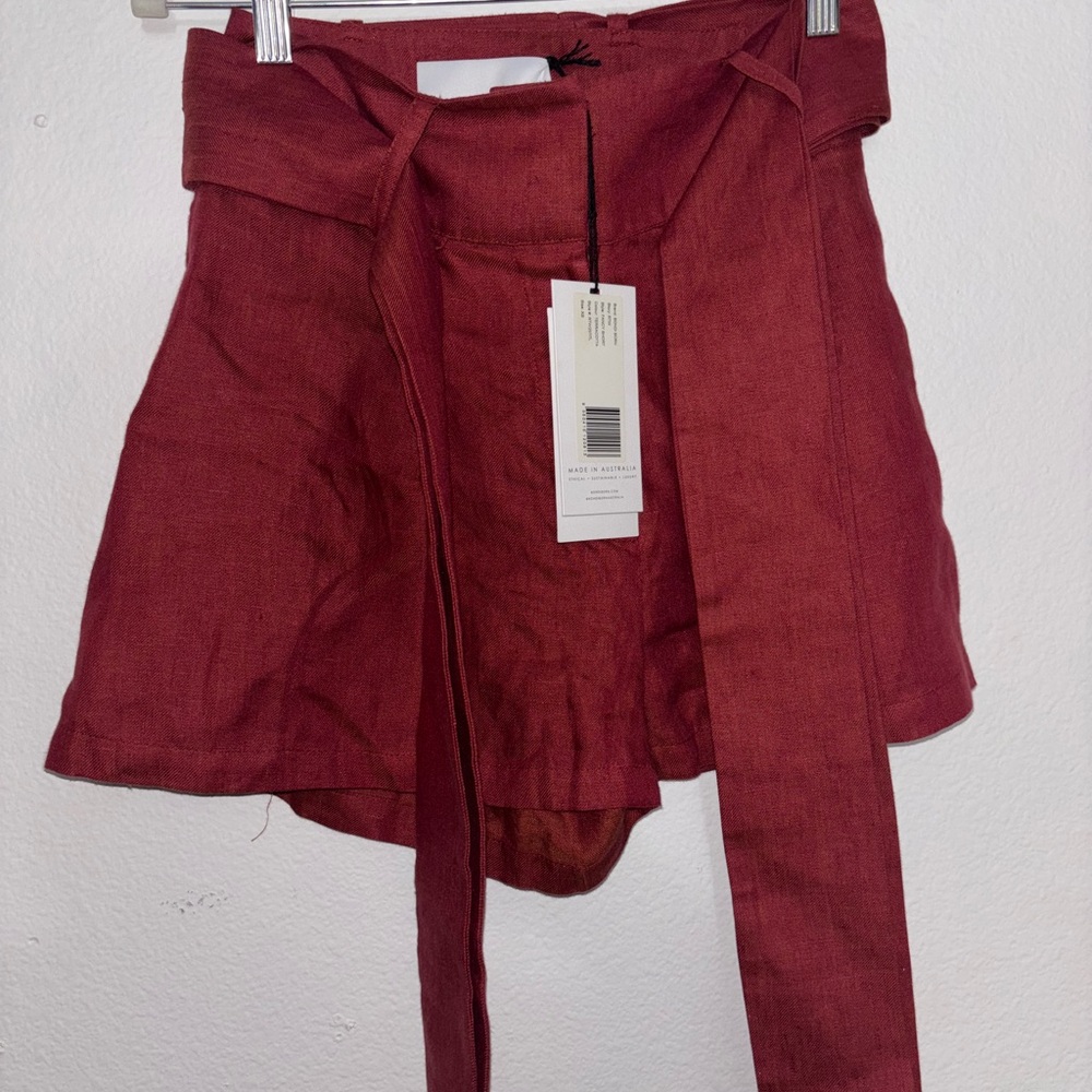 BONDI BORN High Waist Red Tie-Front Shorts - Picture 5 of 9